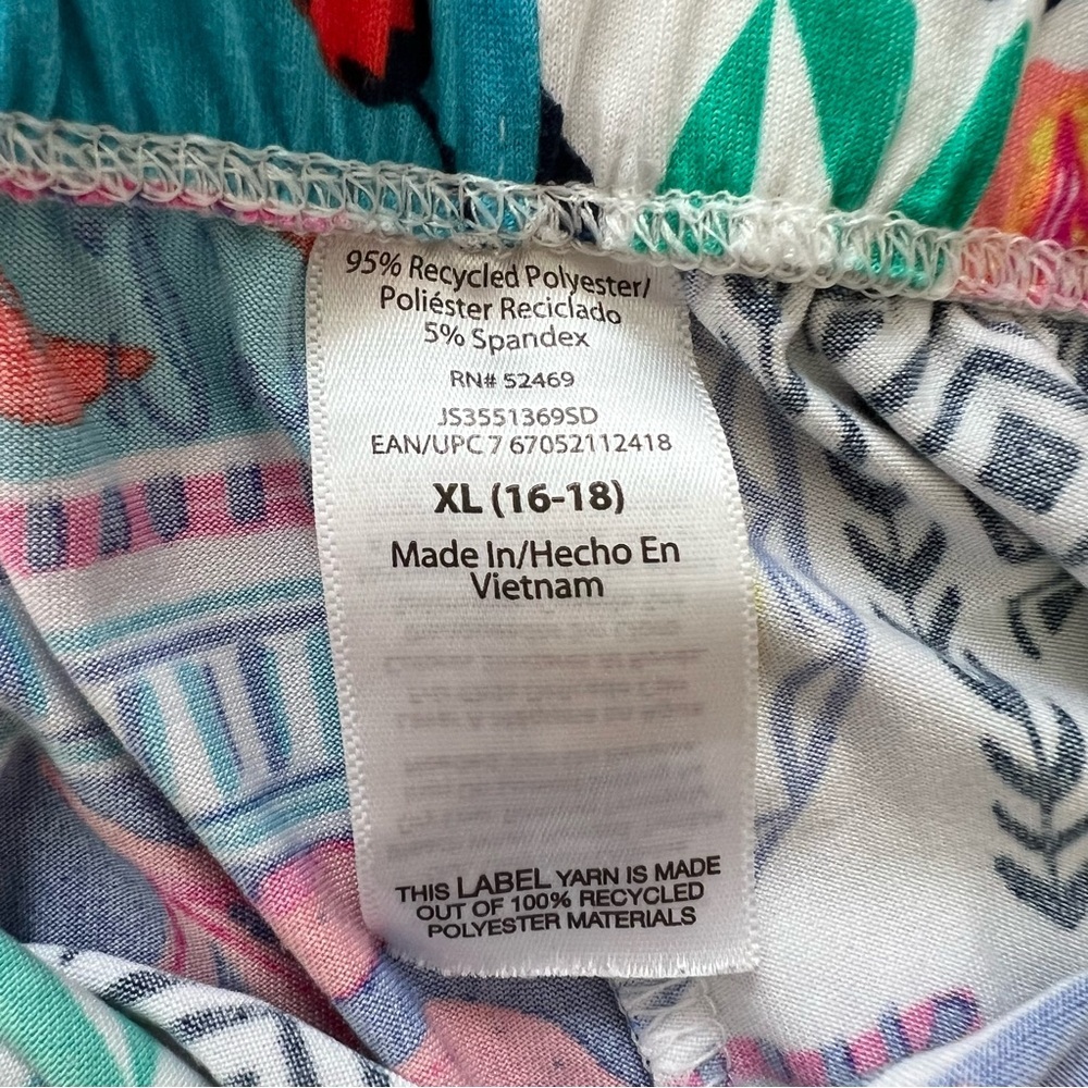Women's Multicolor Tropical Print Tank & Short Pajama Set- XL - Picture 3 of 7